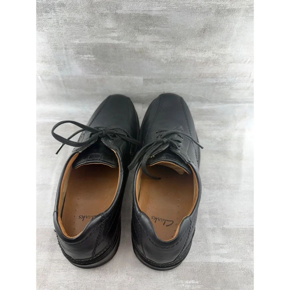 Clarks Men Black Leather Bicycle Toe Derby Shoes 26068036 Size 11.5 M